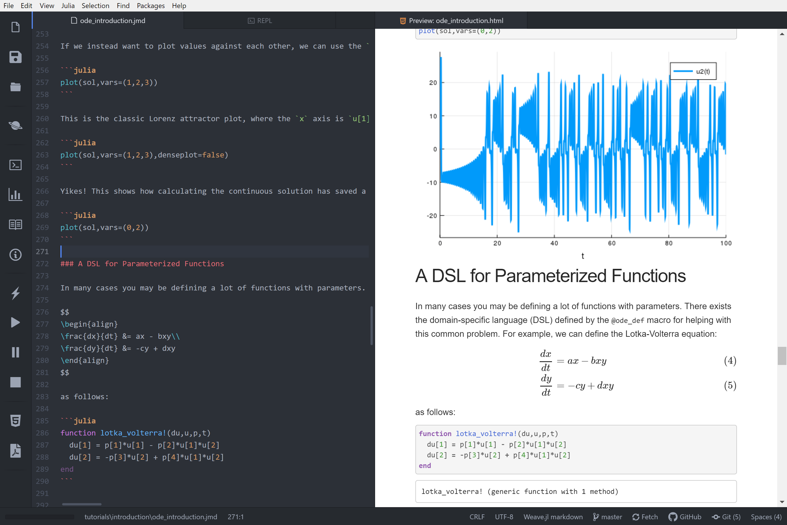 Weave code and output